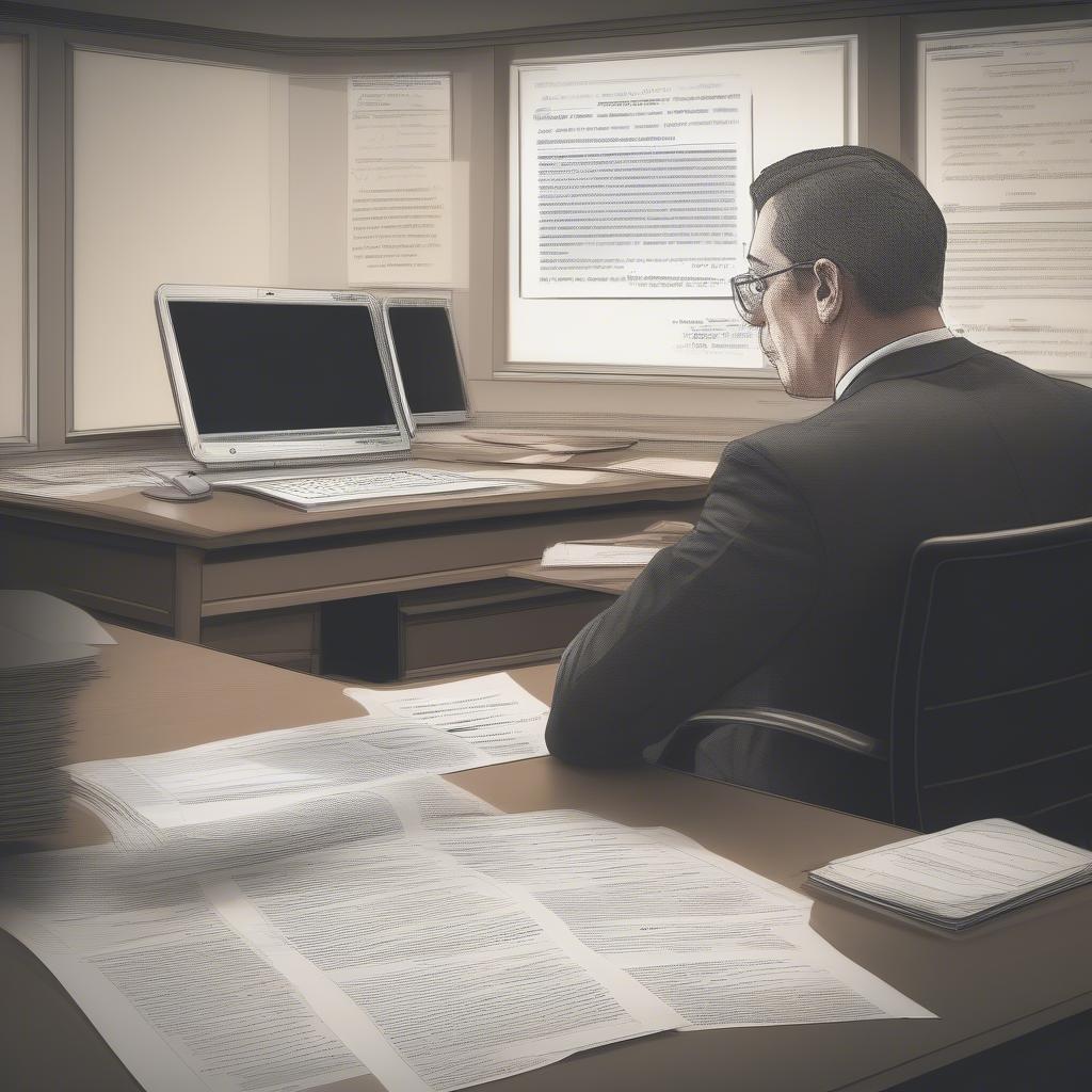 Person reading legal documents on a computer, highlighting the importance of staying updated.