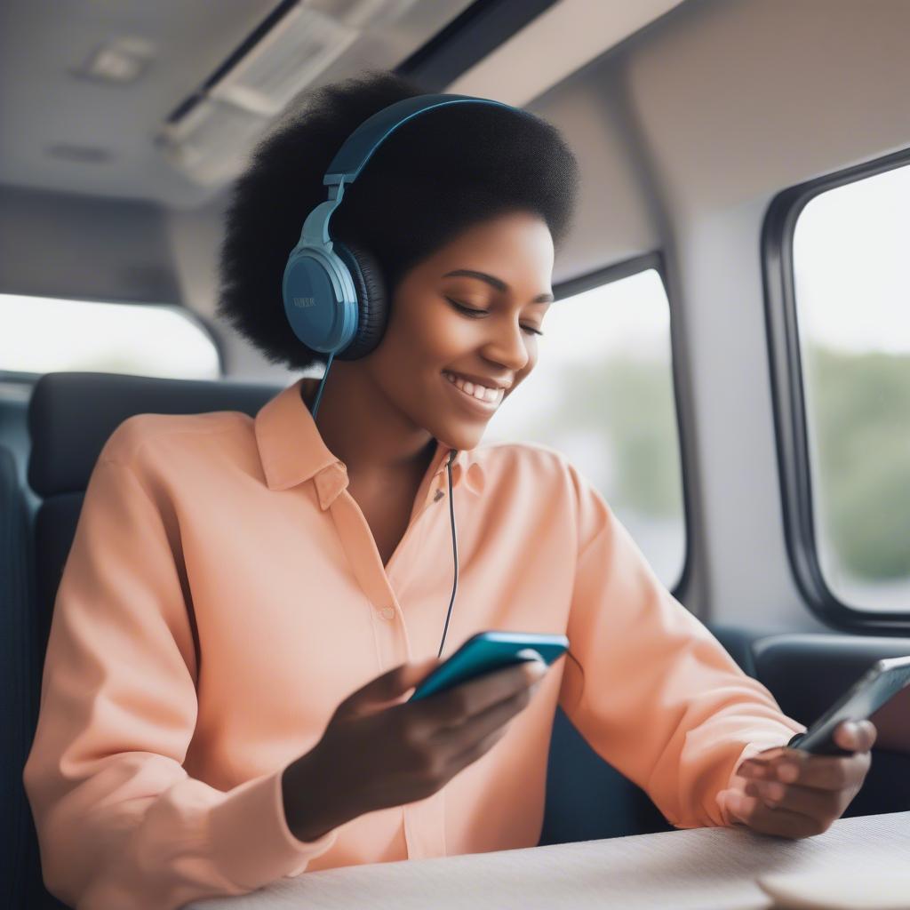 Person Listening to Audiobook on Phone