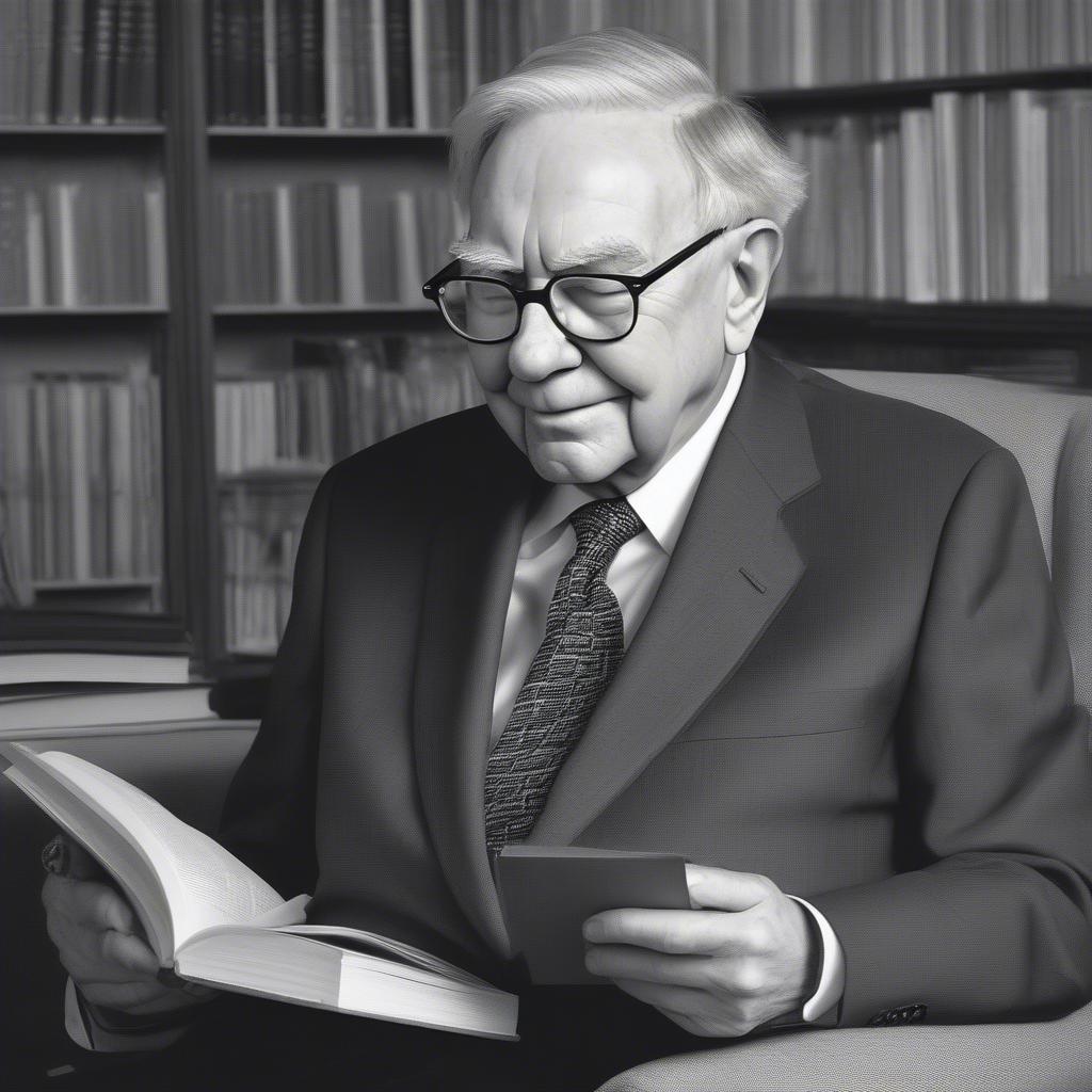 Warren Buffett Reading a Book